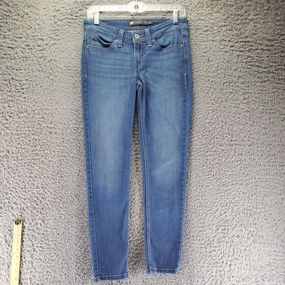 Levis Jeans Womens 5/27 Short Blue Demi Curve Low Rise Skinny Stretch Denim - Picture 1 of 14